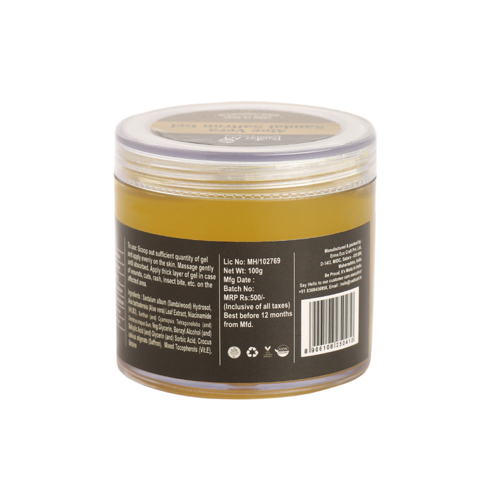 Aloe Vera Sandal Saffron Gel with Niacindamide (100gm) | Organic, Vegan