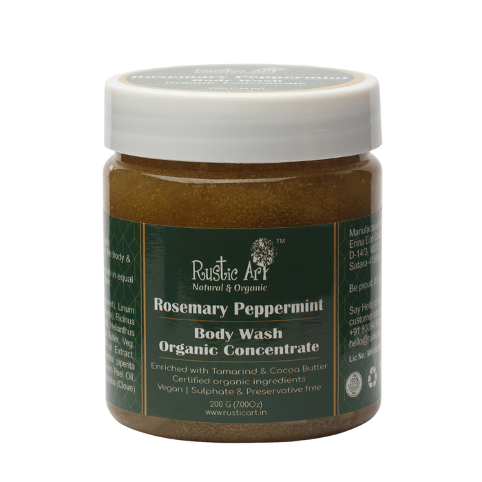 Rosemary Peppermint Body Wash Concentrate (200gm) | Organic, Vegan